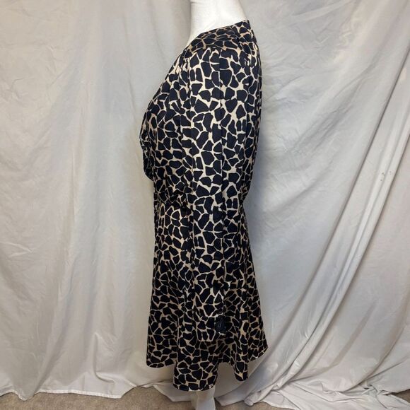 Zara Giraffe Brown Animal Print V Neck Long Sleeve Blouse Womens - Picture 4 of 7